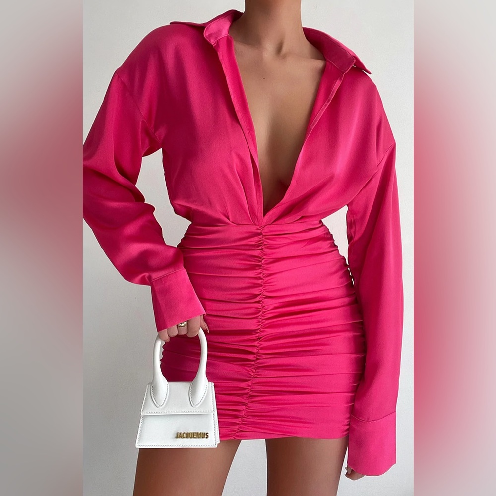 Runaway the Label Hot Pink, Long Sleeved Dress